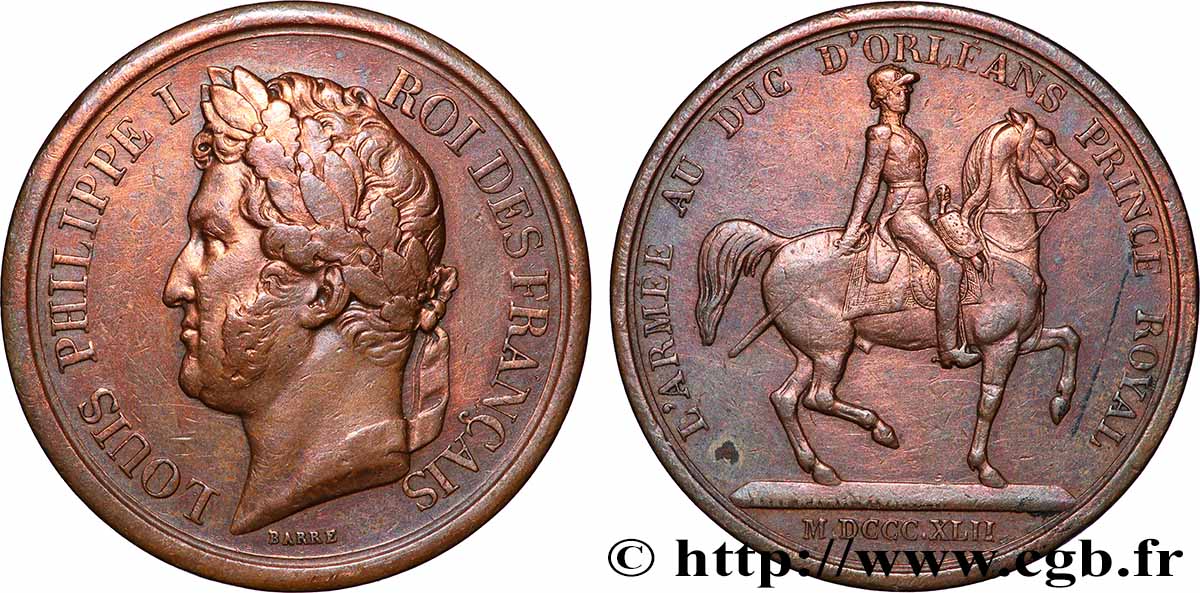 ILE DE FRANCE - VILLES et NOBLESSE Médaille, L’armée au Duc d’Orléans, prince royal TTB+