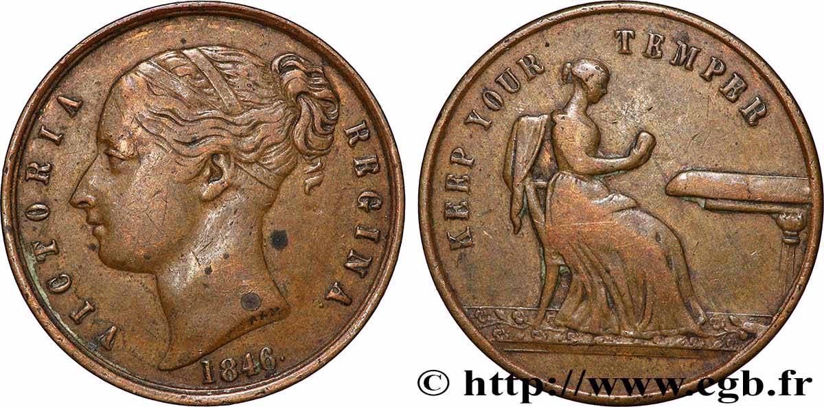 GREAT-BRITAIN - VICTORIA Médaillette, Keep your temper XF