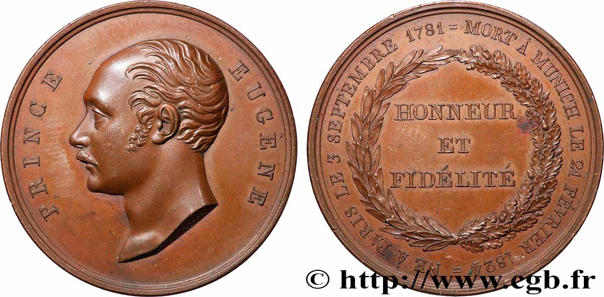 LOUIS XVIII Médaille, Prince Eugène de Beauharnais, Honneur et Fidélité AU