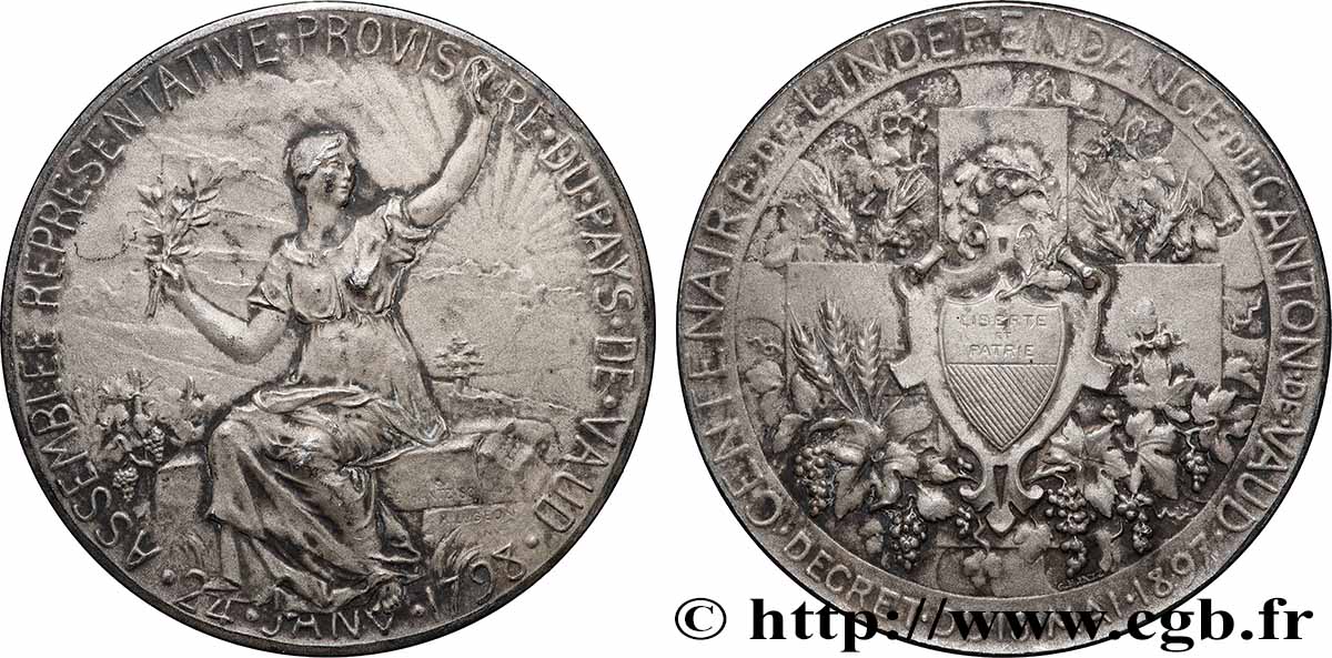 SWITZERLAND Médaille, Centenaire de l’indépendance du canton de Vaud AU