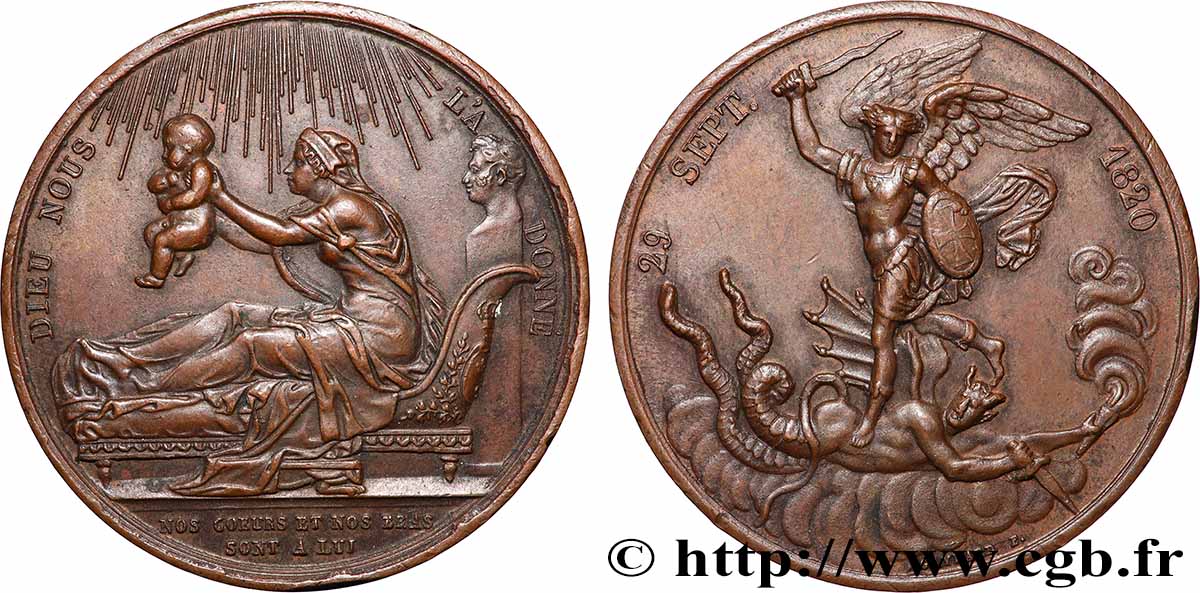 HENRY V COUNT OF CHAMBORD Médaille, Naissance de Henri, duc de Bordeaux, futur comte de Chambord AU