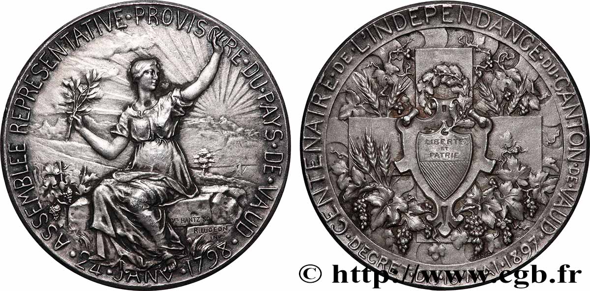SUISSE Médaille, Centenaire de l’indépendance du canton de Vaud TTB+