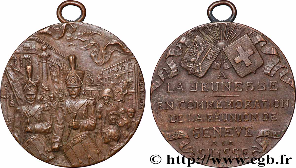 SUISSE Médaille, Commémoration de la réunion de Genève à la Suisse fVZ