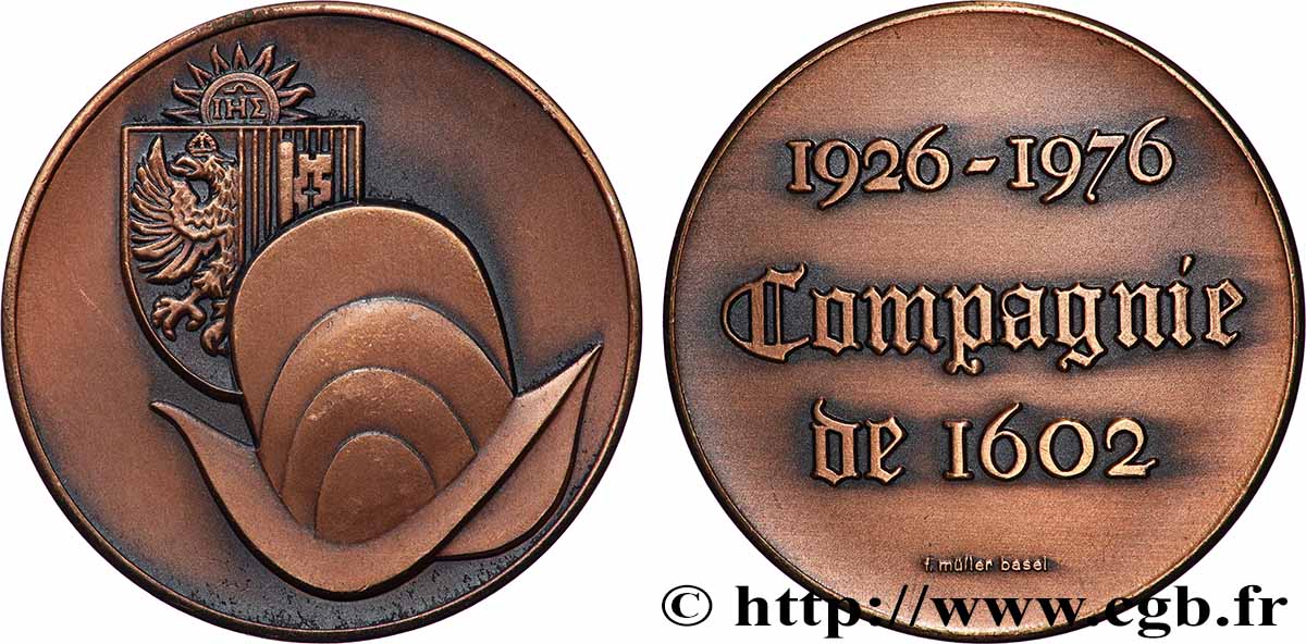 SUISSE - CONFÉDÉRATION HELVÉTIQUE Médaille, Compagnie de 1602 TTB+