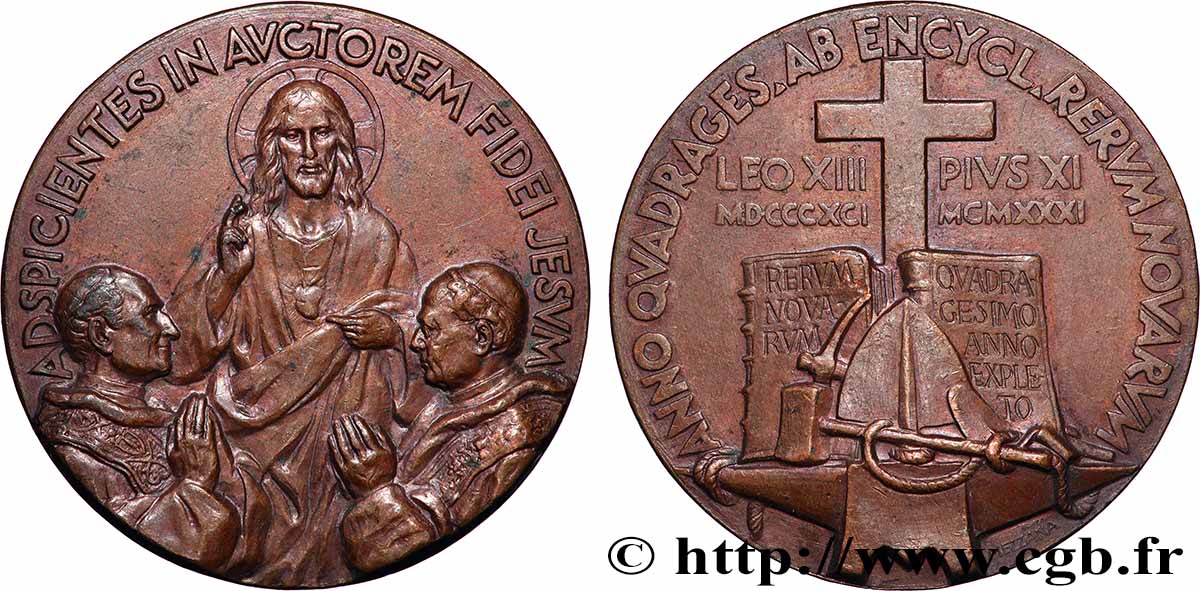 VATIKAN - PIE XI. (Achille Ratti) Médaille, 40e anniversaire de l&nbsp;encyclique fVZ