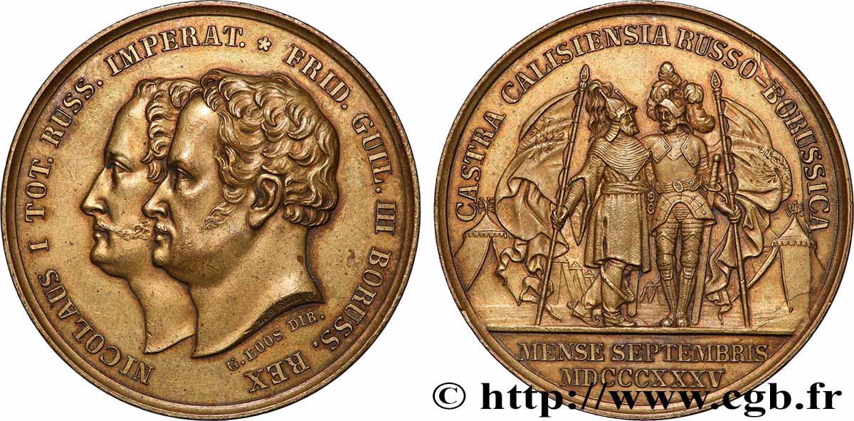 ALLEMAGNE - ROYAUME DE PRUSSE - FRÉDÉRIC-GUILLAUME III Médaille, Commémoration des manœuvres russo-prussiennes près de Kalisz fVZ