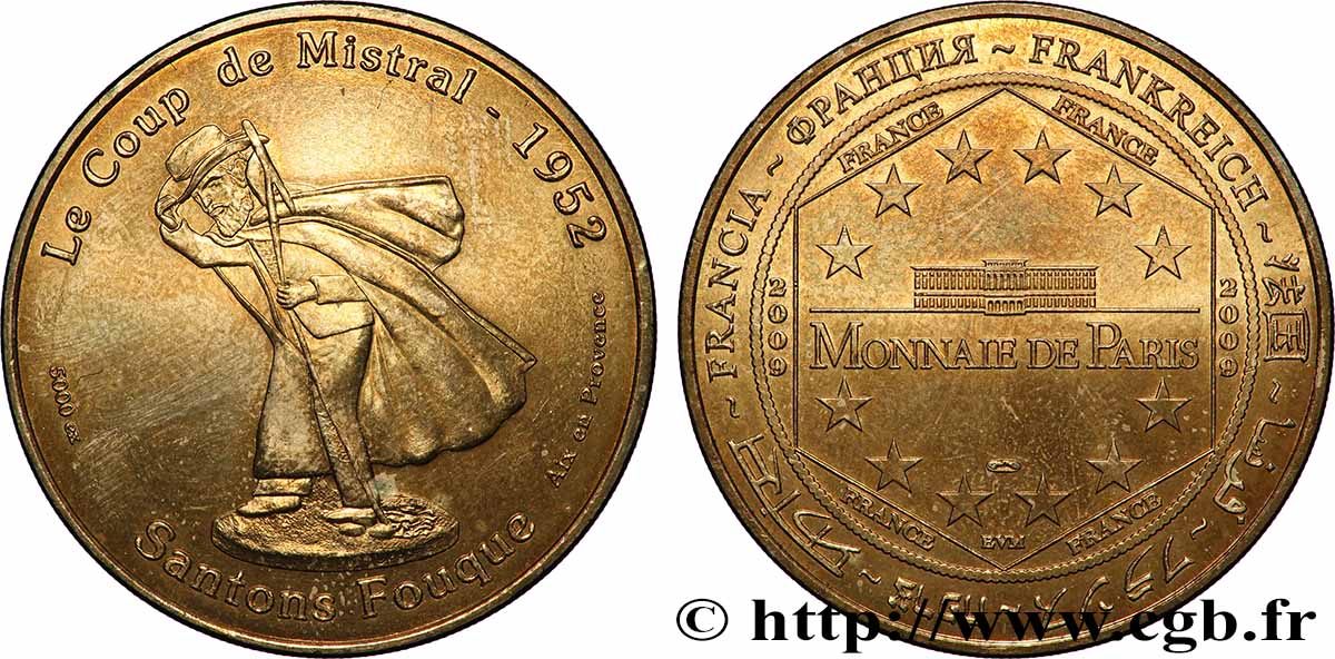 MÉDAILLES TOURISTIQUES Médaille touristique,  Le coup de Mistral - Santons Fouque SUP