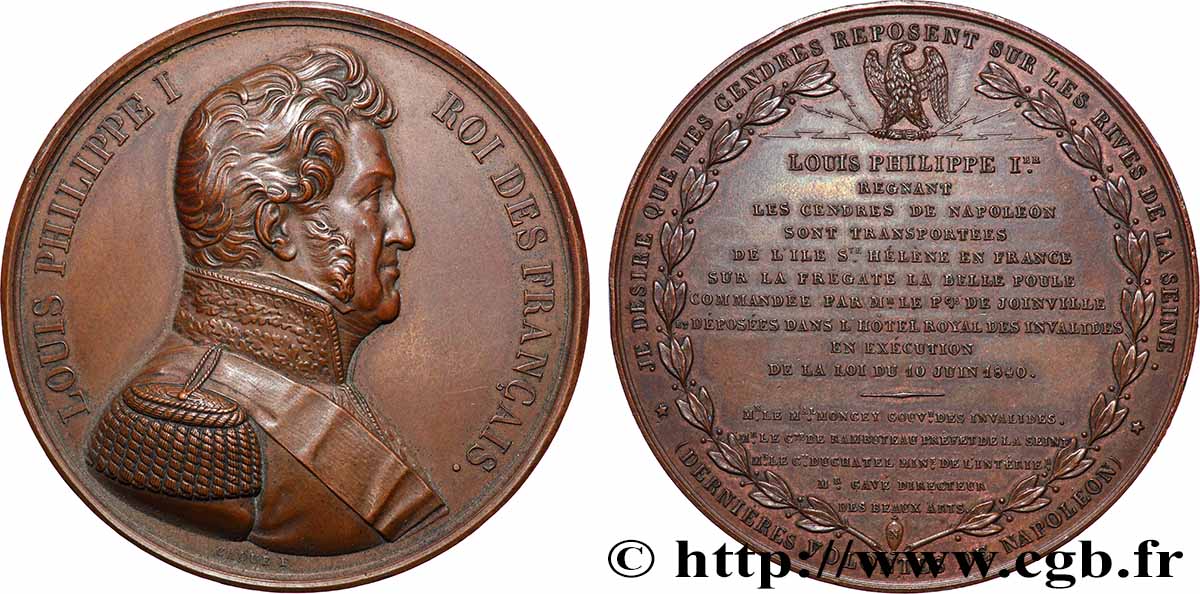 LOUIS-PHILIPPE I Médaille, Translation des cendres de Napoléon Ier AU