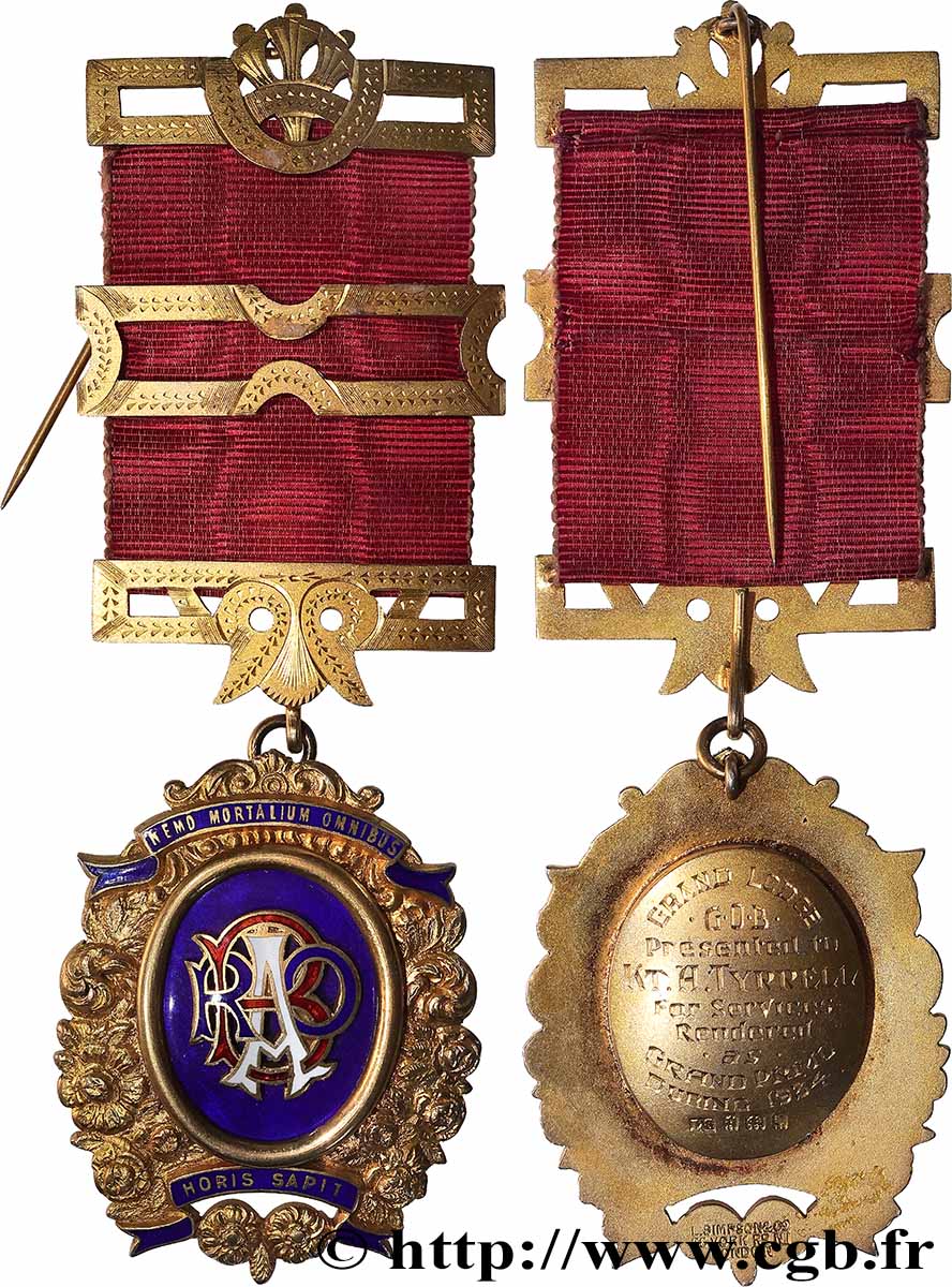 FREEMASONRY Médaille, Grande loge G. O. B. AU
