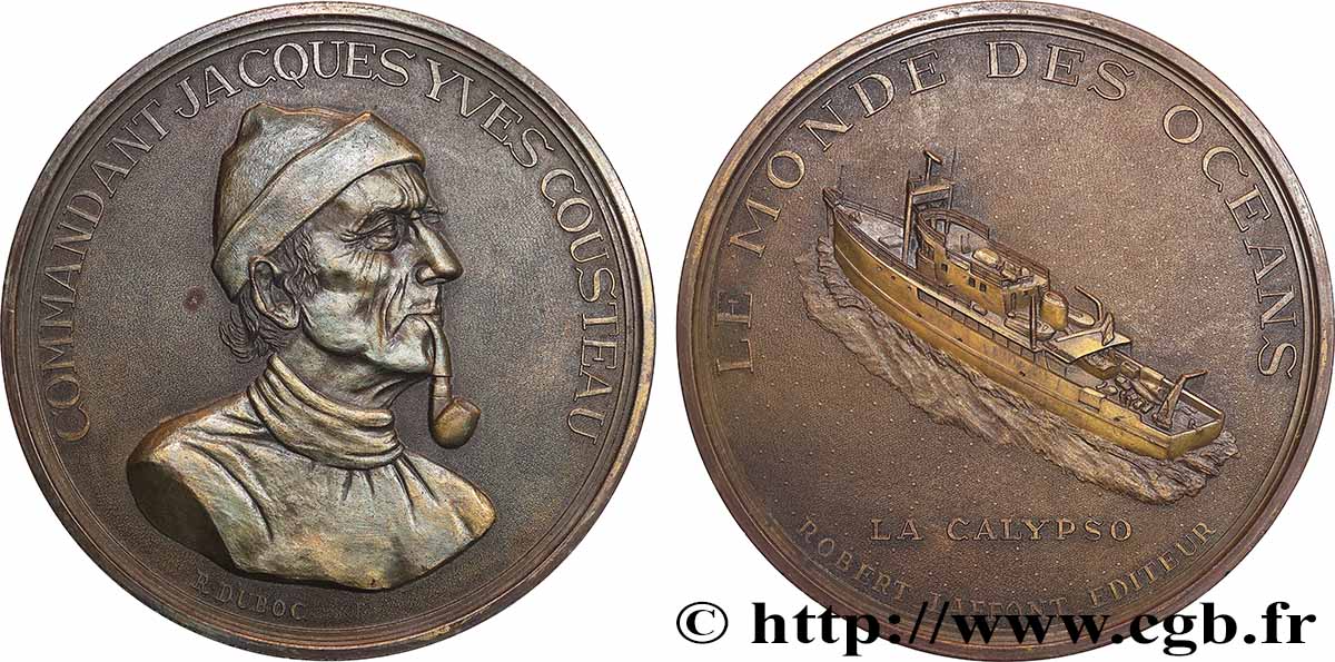 PERSONNAGES CÉLÈBRES Médaille, Commandant Cousteau, la Calypso TTB+