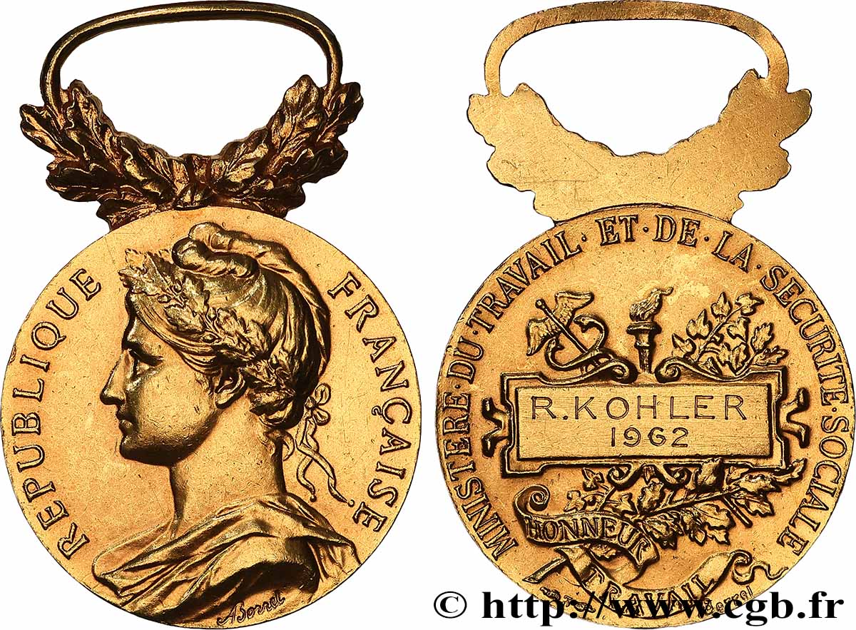 V REPUBLIC Médaille d’honneur du travail, Ministère du travail et de la sécurité sociale AU