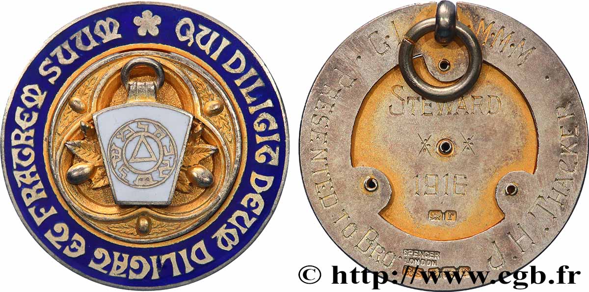 FREEMASONRY Médaille, Grande Loge Hallmarked AU