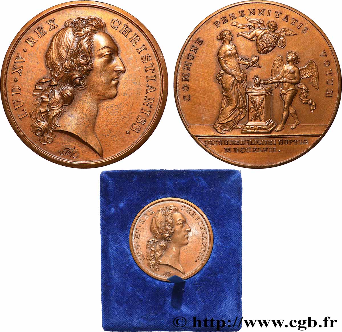 LOUIS XV DIT LE BIEN AIMÉ Médaille, Le second mariage du Dauphin Louis, refrappe TTB+/SUP