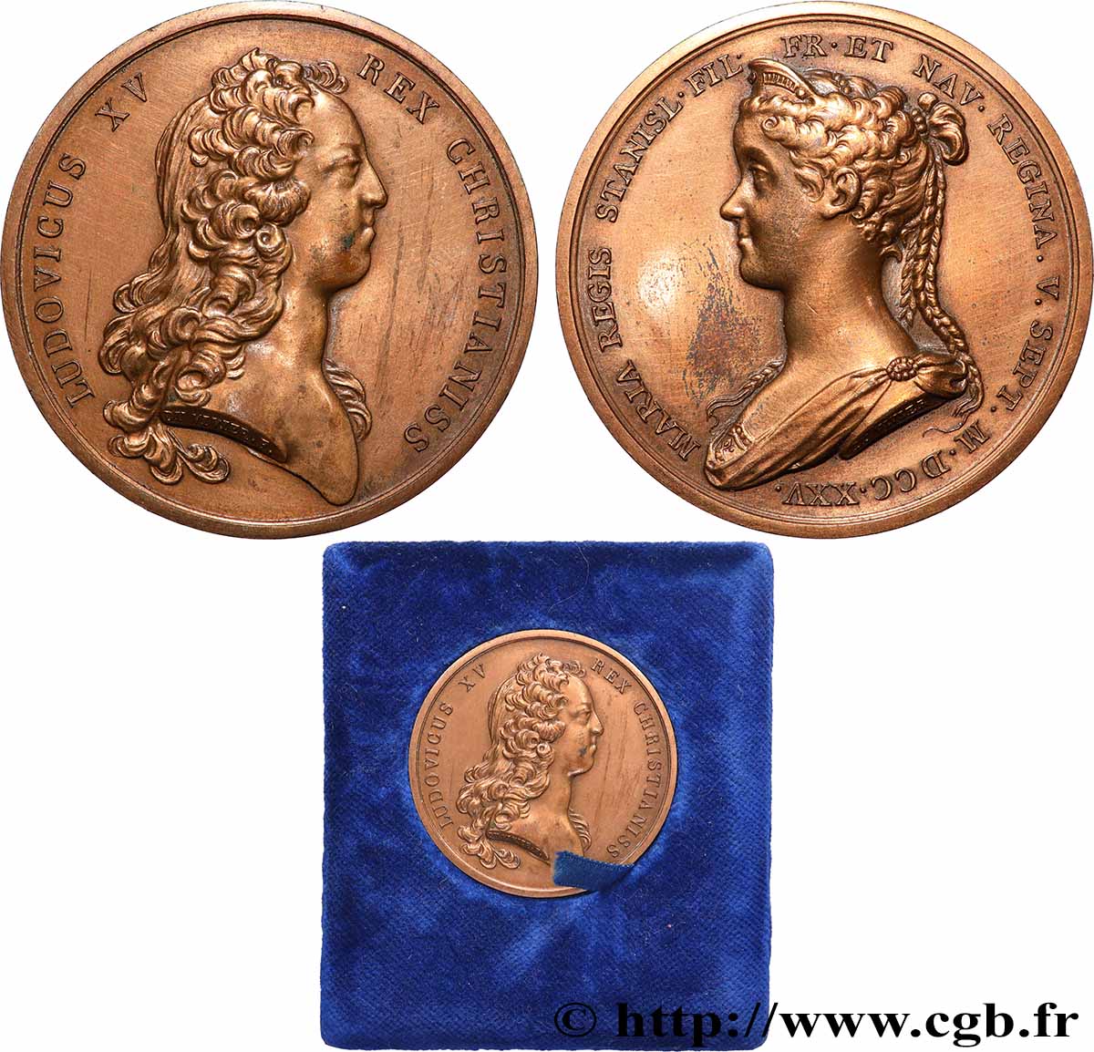 LOUIS XV DIT LE BIEN AIMÉ Médaille, Mariage de Louis XV et Marie Leszcynska, refrappe TTB
