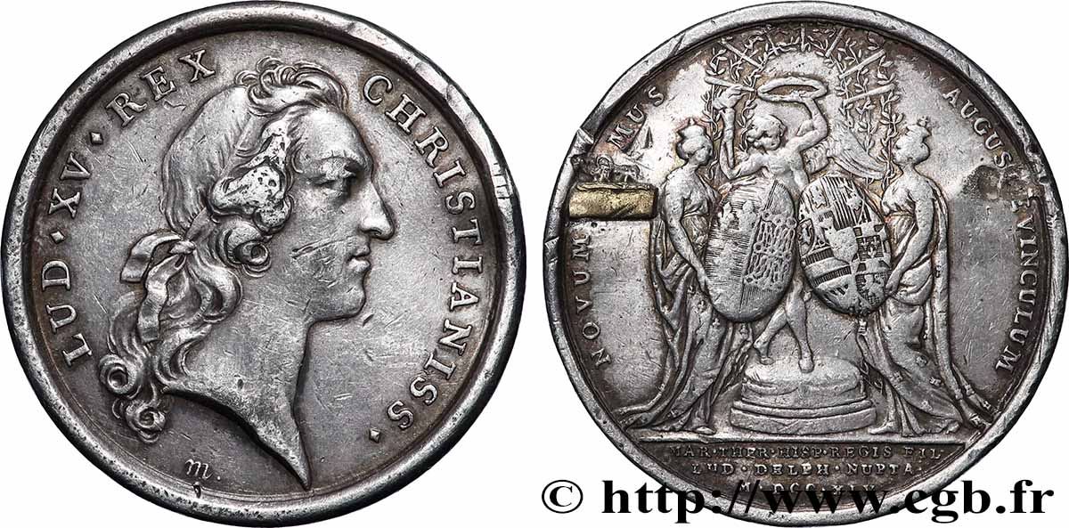 LOUIS XV DIT LE BIEN AIMÉ Médaille, Mariage de Marie-Thérèse et Louis de France BB
