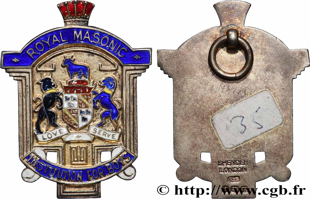 FREEMASONRY Médaille, Institution pour garçon AU