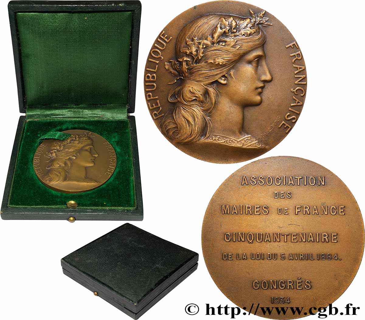TERZA REPUBBLICA FRANCESE Médaille, Cinquantenaire de l’Association des maires de France SPL
