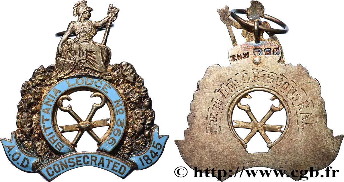 FREEMASONRY Médaille, Loge Britannia AU
