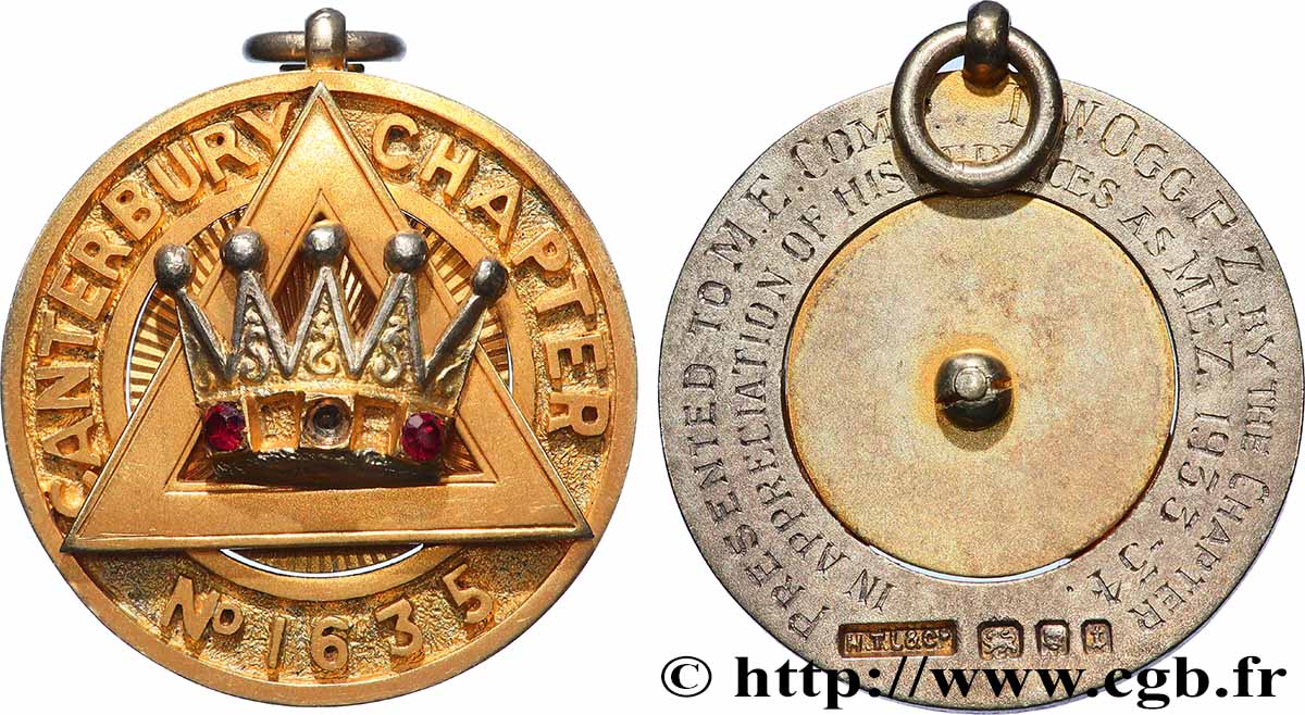 FRANC-MAÇONNERIE - PARIS Médaille, Chapitre Cantebury q.SPL