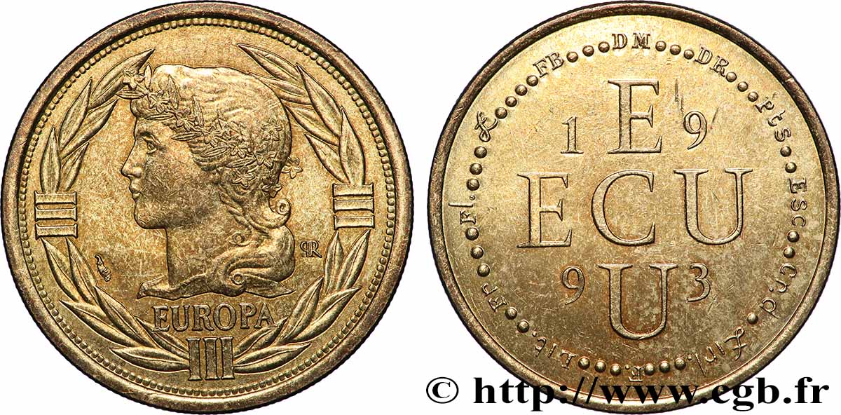 CINQUIÈME RÉPUBLIQUE Médaille symbolique, Ecu Europa TTB+