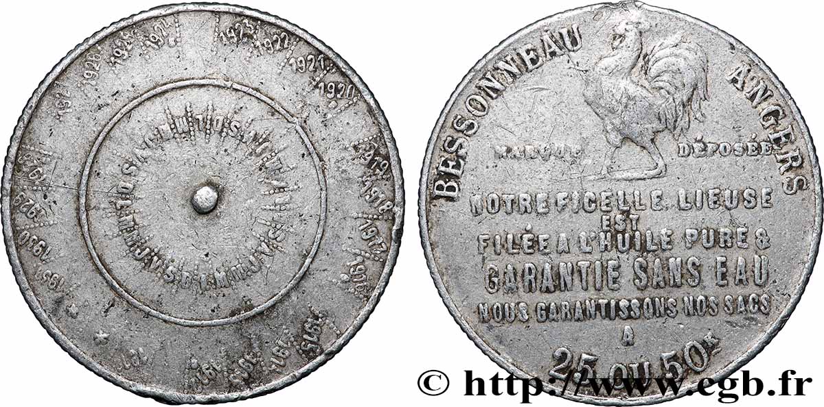 SOCIÉTÉS COMMERCIALES Médaille, Société des Filatures, Corderies et Tissages d’Angers TB+