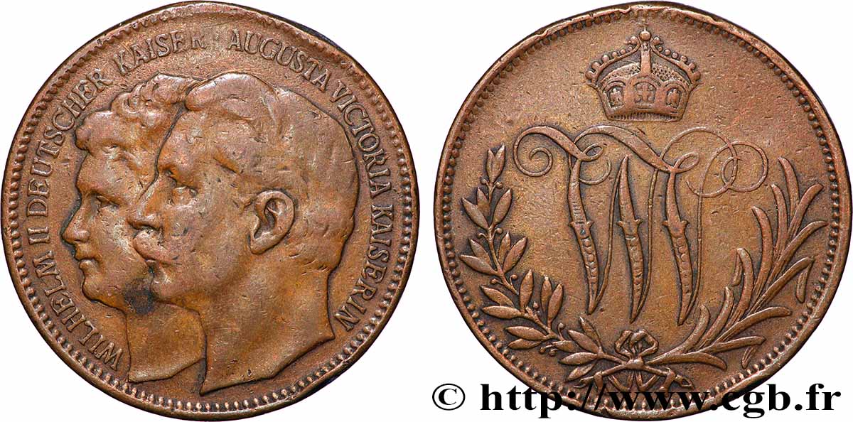 GERMANIA - REGNO DI PRUSSIA - GUGLIELMO II Médaille, Couple royal BB