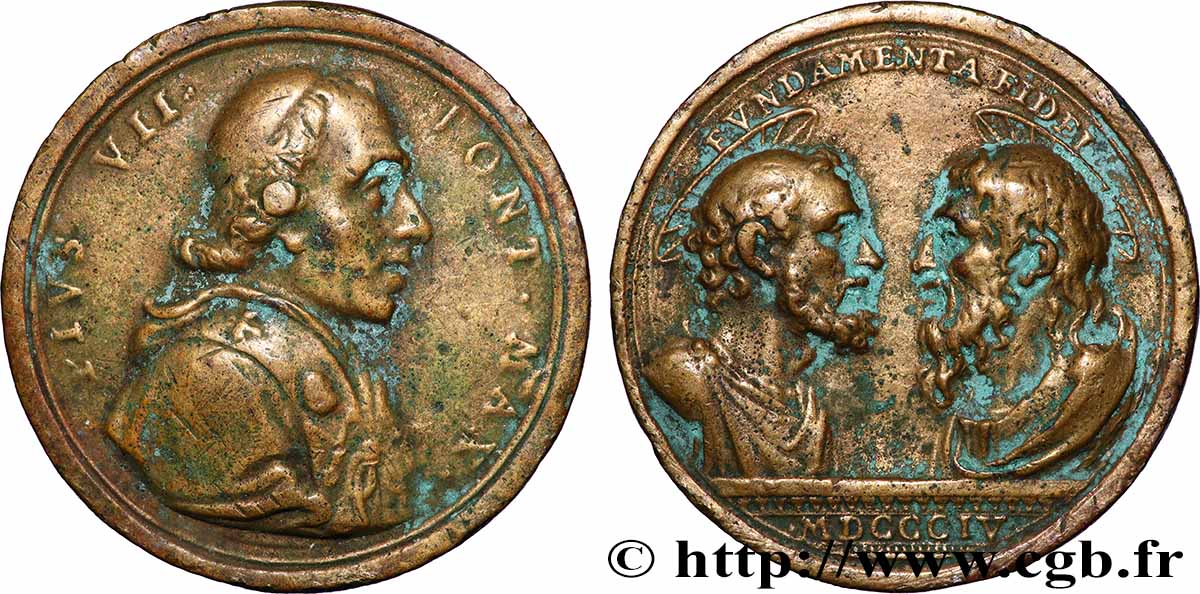 ITALIE - ÉTATS DU PAPE - PIE VII (Barnaba Chiaramonti) Médaille, Saint Pierre et Saint Paul, Reproduction TTB