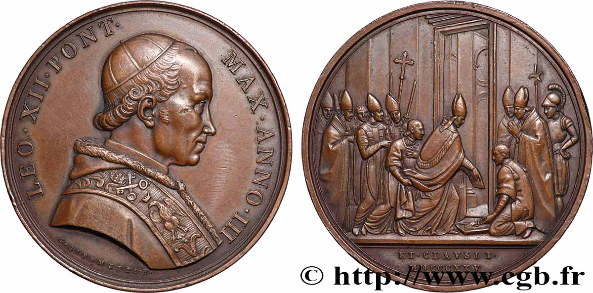 ITALIE - ÉTATS DU PAPE - LÉON XII (Annibale Sermattei della Genga) Médaille, Fermeture de la Porte Sainte TTB+