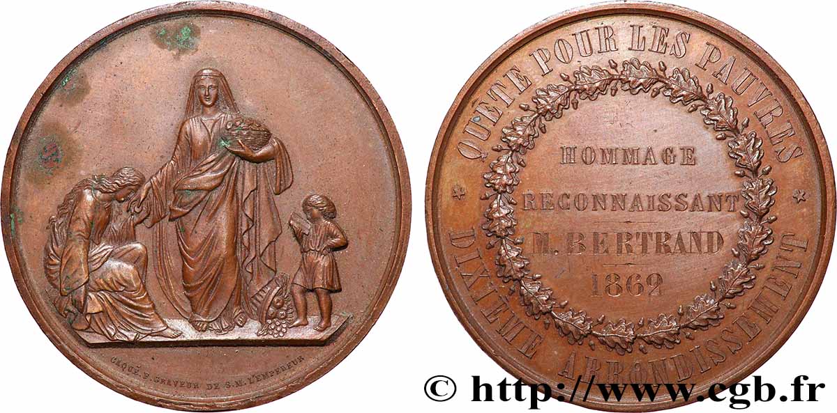ZWEITES KAISERREICH Médaille, Quête pour les pauvres fVZ/VZ