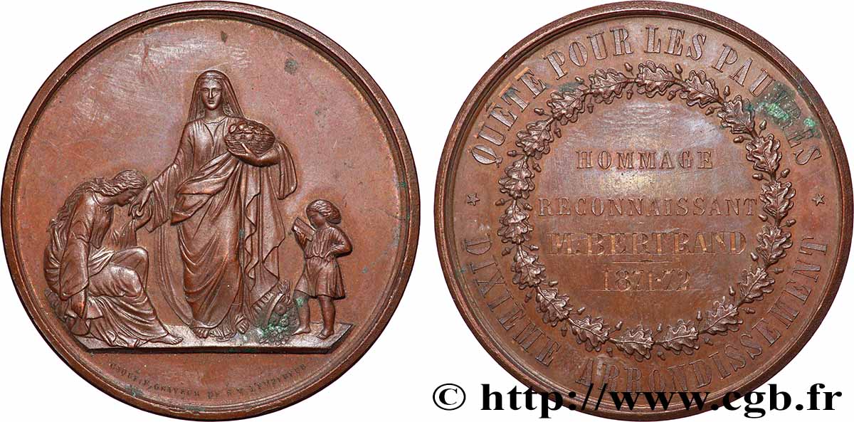 SECOND EMPIRE Médaille, Quête pour les pauvres TTB+