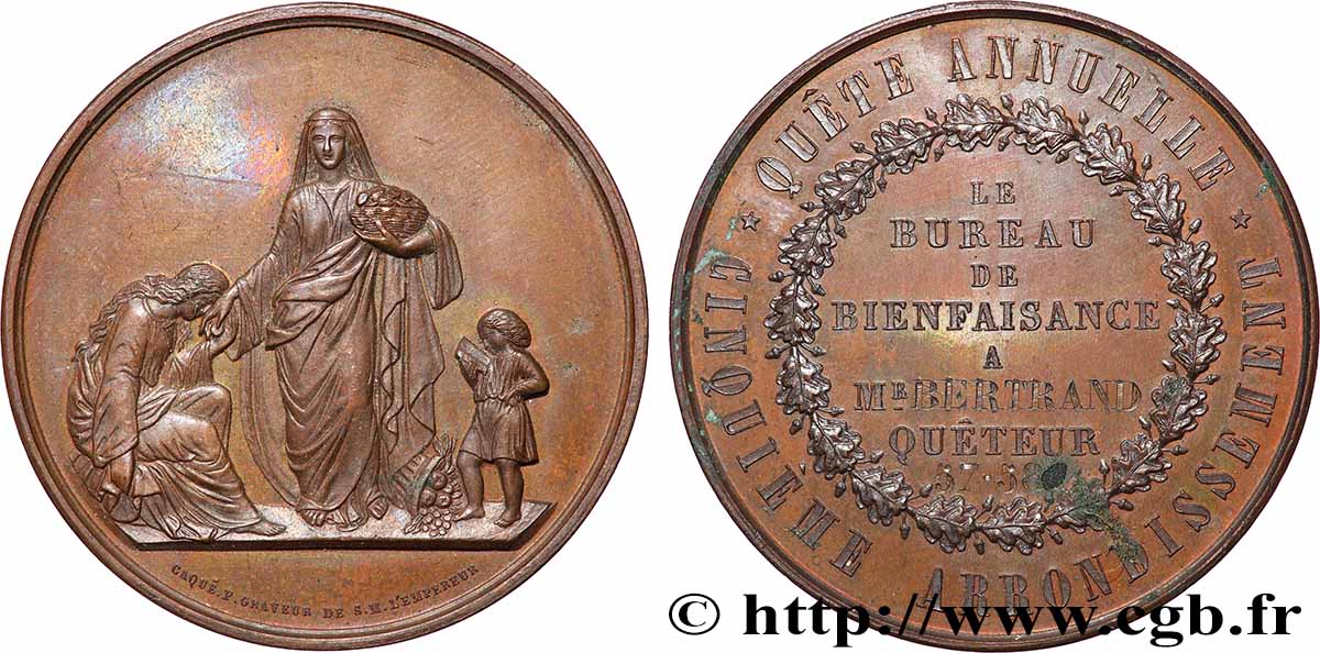 SECONDO IMPERO FRANCESE Médaille, Quête pour les pauvres SPL
