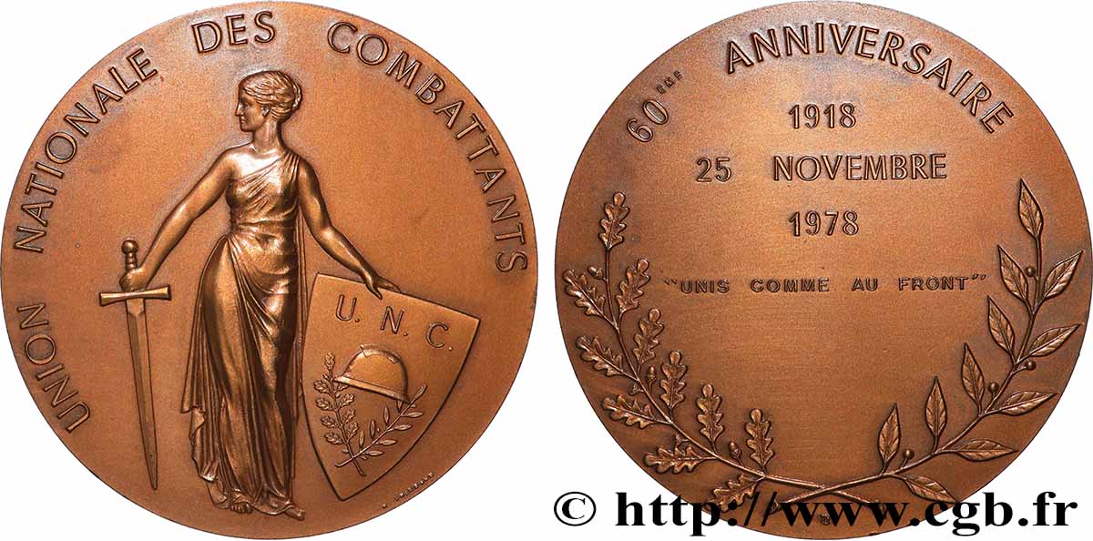 CINQUIÈME RÉPUBLIQUE Médaille, 60e annviersaire de l’Union nationale des combattants SUP