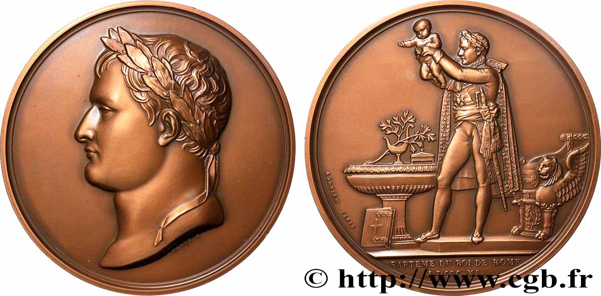GESCHICHTE FRANKREICHS Imposante médaille, Baptême du roi de Rome, refrappe VZ