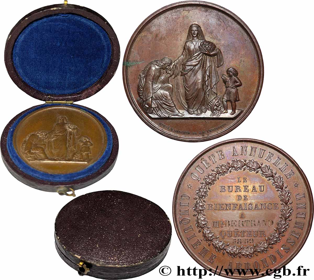 SECONDO IMPERO FRANCESE Médaille, Quête pour les pauvres SPL