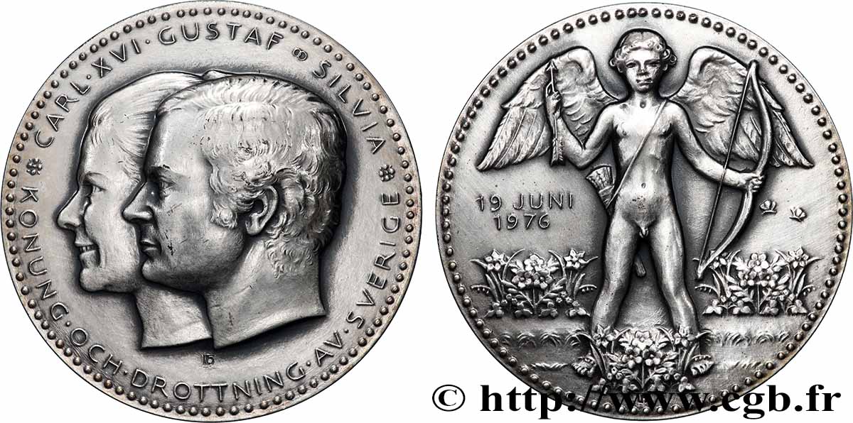 SCHWEDEN Médaille, Mariage de Charles XVI Gustave de Suède et Silvia Sommerlath fVZ