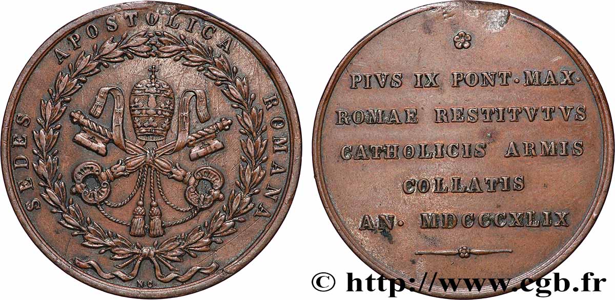 ITALIE - ÉTATS DU PAPE - PIE IX (Jean-Marie Mastai Ferretti) Médaille, Siège apostolique romain TTB