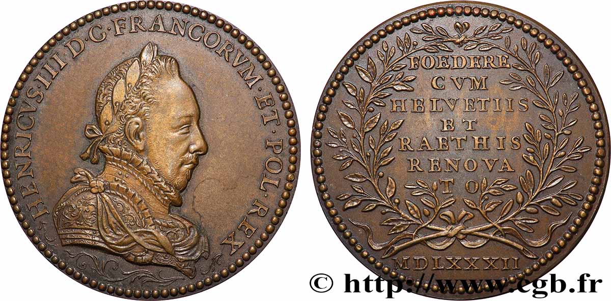 HENRI III Médaille, Renouvellement du traité de Soleure, refrappe TTB+