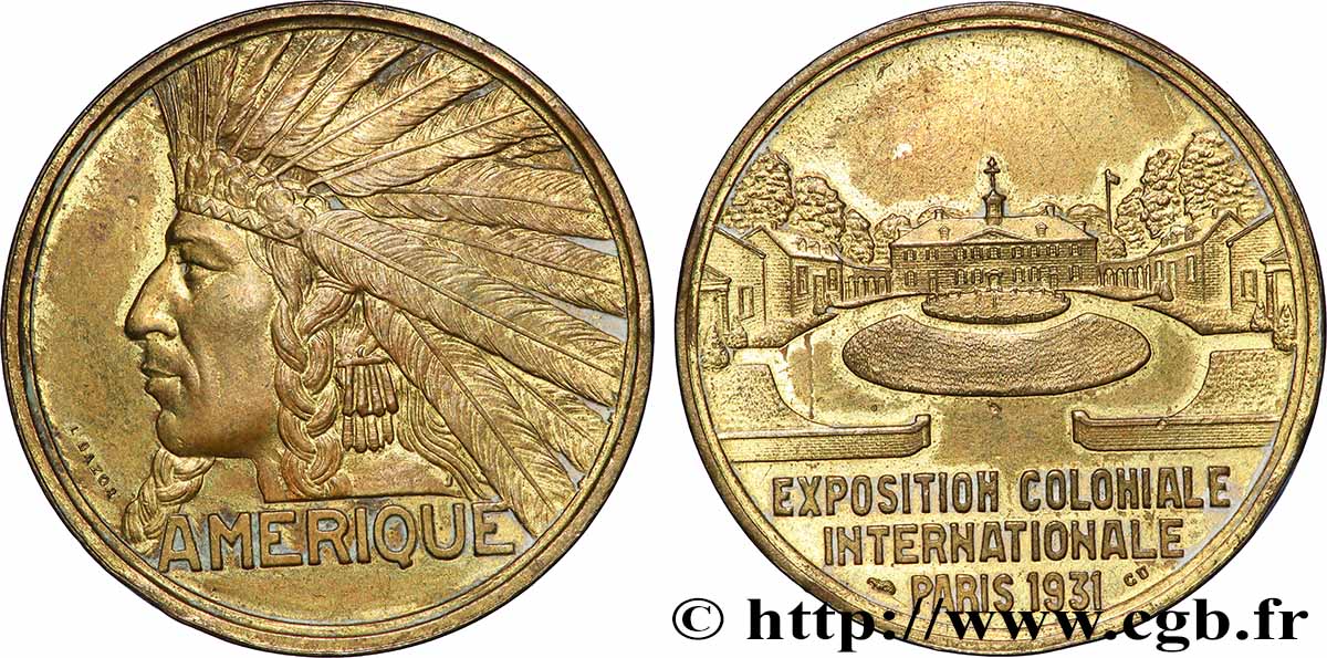 TROISIÈME RÉPUBLIQUE Médaille, Exposition Coloniale Internationale - Amérique TTB+