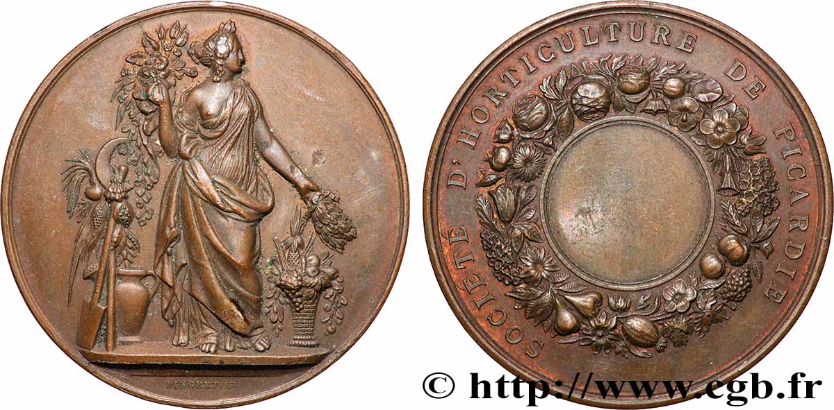 TROISIÈME RÉPUBLIQUE Médaille, Société d’Horticulture de Picardie TTB+
