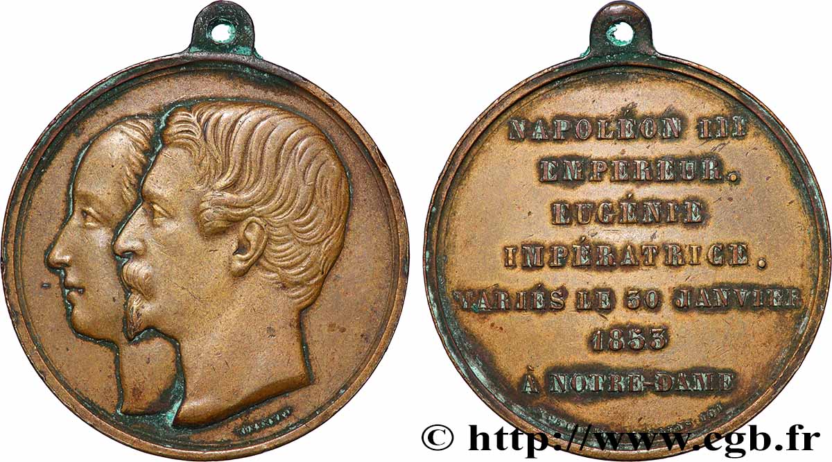 SECOND EMPIRE Médaille, Mariage de Napoléon III et d’Eugénie TTB