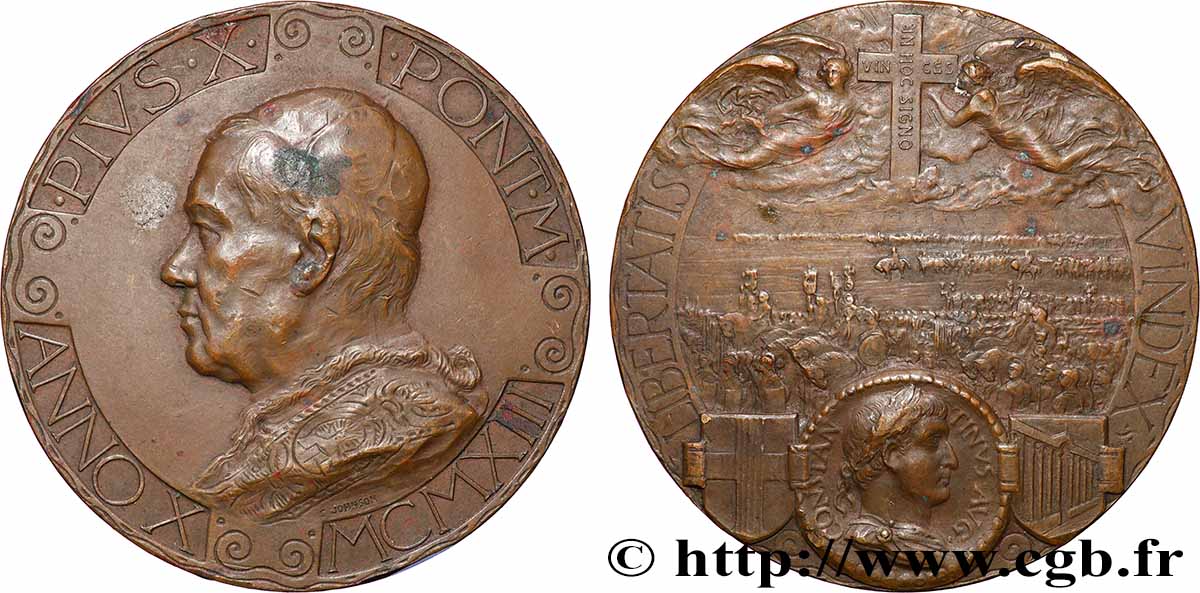 VATICAN - PIE X (Giuseppe Melchiorre Sarto) Médaille, Lettre apostolique pour le XVIe centenaire de Constantin Ier AU