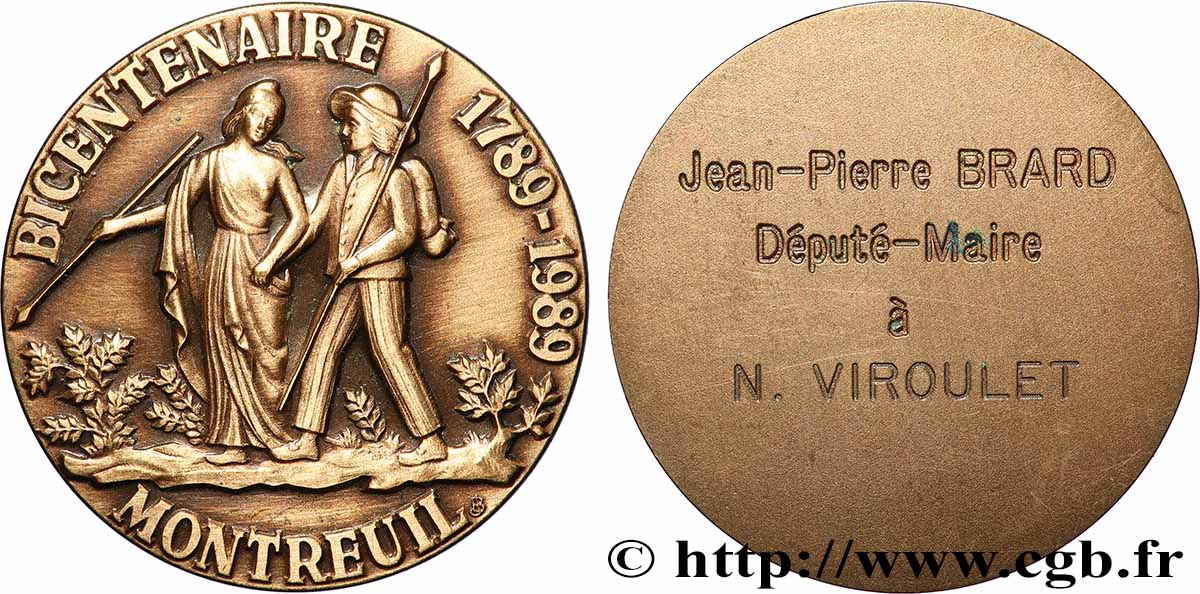 V REPUBLIC Médaille, Bicentenaire de la révolution AU