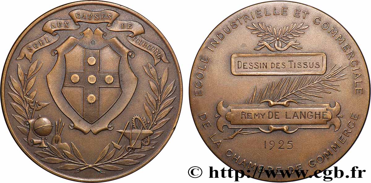 TERCERA REPUBLICA FRANCESA Médaille, École industrielle et commerciale de la chambre de commerce MBC+