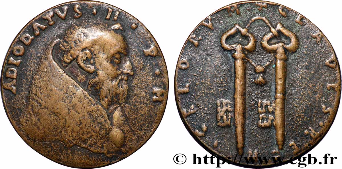 VATICAN ET ÉTATS PONTIFICAUX Médaille de restitution, Adéodat II, frappe postérieure TTB