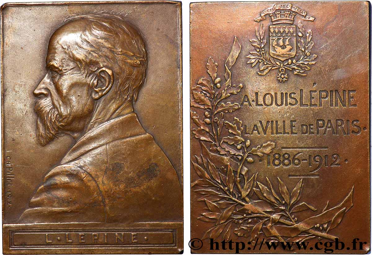 III REPUBLIC Plaquette, Louis Lépine XF