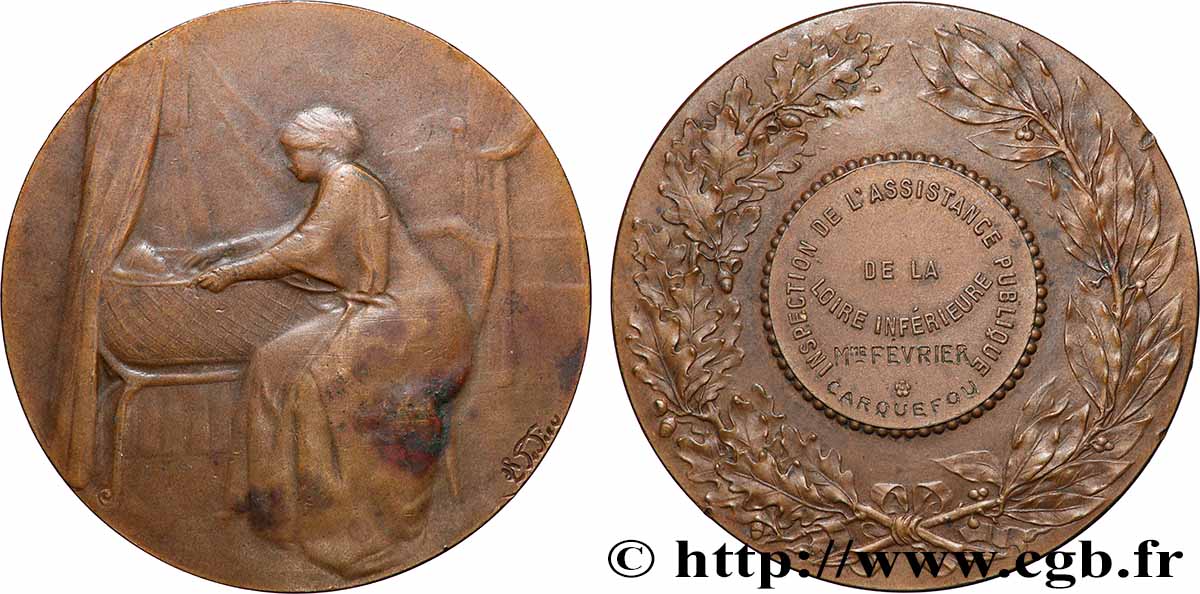 TROISIÈME RÉPUBLIQUE Médaille, Inspection de l’assistance publique de la Loire inférieure TTB+
