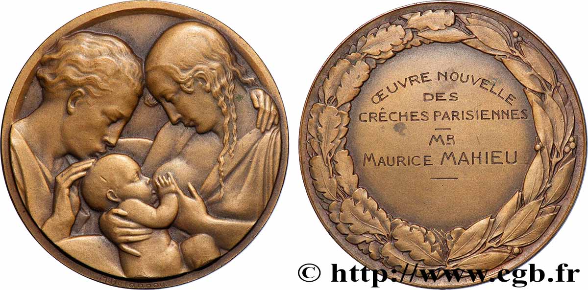 TROISIÈME RÉPUBLIQUE Médaille, Oeuvre nouvelle des crèches parisiennes TTB+