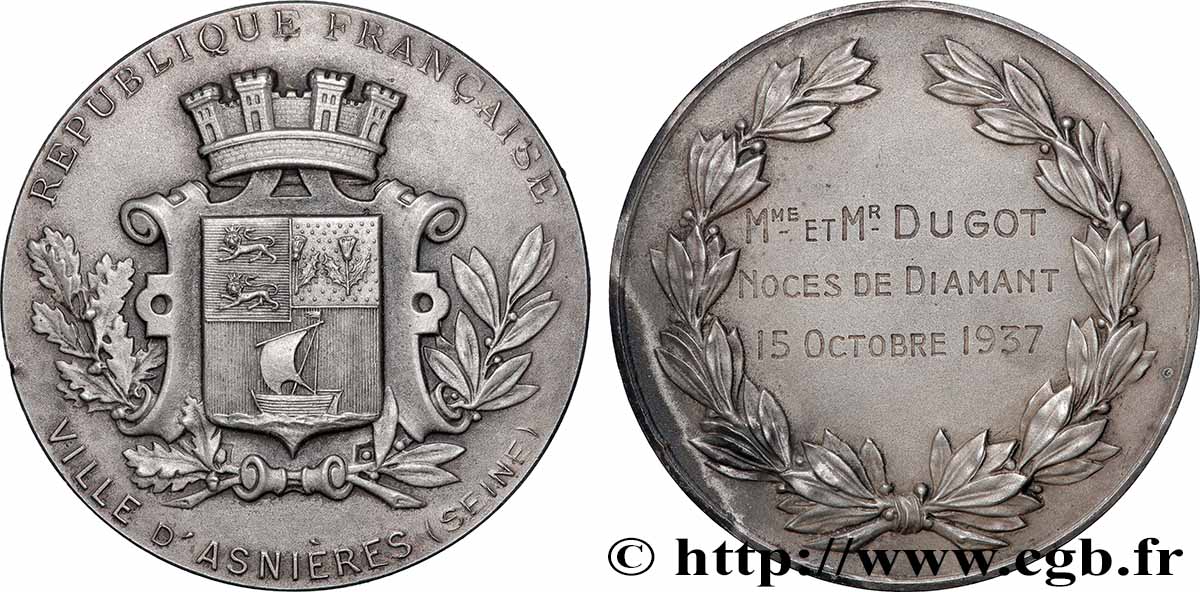 III REPUBLIC Médaille, Noces de diamant AU