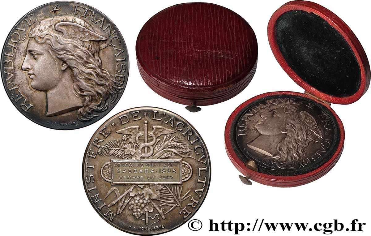 ALGÉRIE - TROISIÈME RÉPUBLIQUE Médaille, Concours régional agricole, Membre du jury SUP