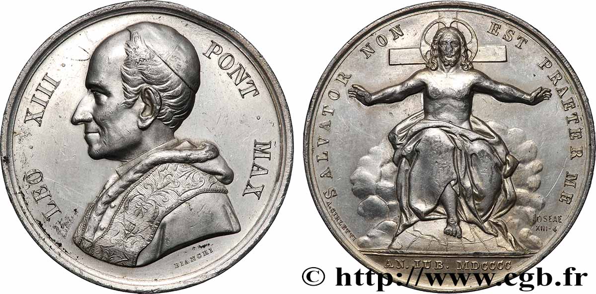 ITALIE - ÉTATS DU PAPE - LÉON XIII (Vincenzo Gioacchino Pecci) Médaille, Dieu Sauveur TTB